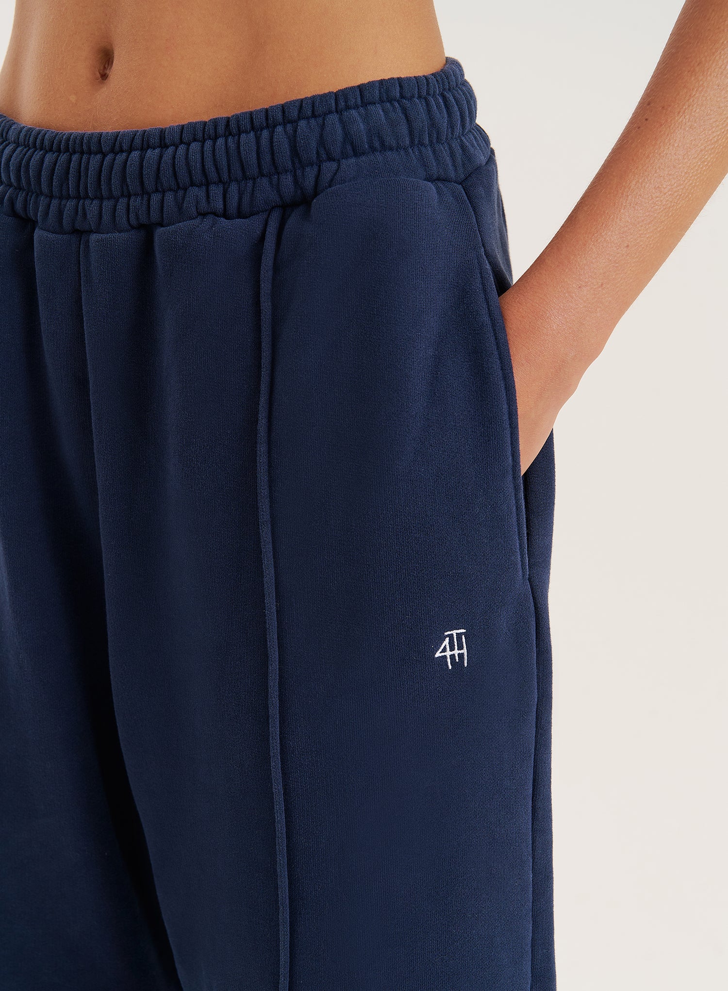 Navy 4th Wide Leg Branded Joggers